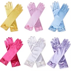 Elsa Princess Children's Satin Gloves Snow White Ice Queen Sofia Bow Performance Dress Long Gloves