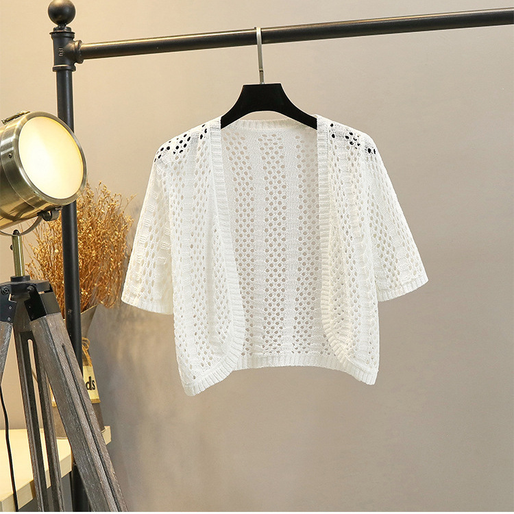 ファッションの新しい透かし編みの半袖のカーディガンの薄いタイプの女性のショールの夏のデザイン感の外は日焼け止めのブラウスのカンタンを掛けます。|undefined