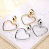 Fashionable metal short earrings heart-shaped, European style, Amazon, simple and elegant design