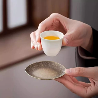 黄铜杯垫新款禅意日式杯托功夫茶道茶杯隔热垫金属茶具餐垫零配件