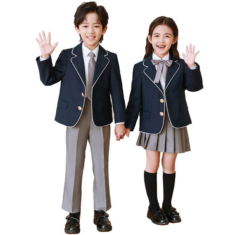 Traje uniforme escolar para niños primavera y otoño invierno estilo de la Universidad británica Primer Grado Escuela Primaria estudiante clase uniforme jardín de infantes traje de uniforme de jardín