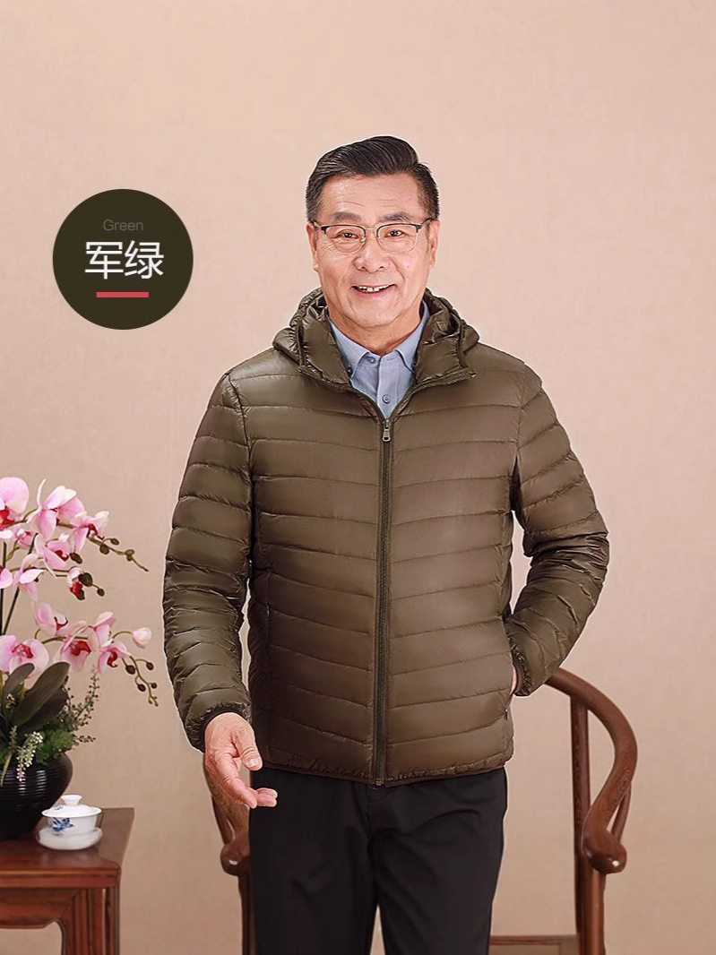 Chaqueta de plumón ligera transfronteriza hombre de mediana edad padre vestido de cuello corto invierno chaqueta de abrigo de invierno