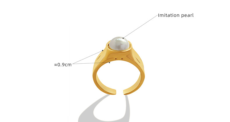 retro style niche design  pearl ring female titanium steel plated  Gold opening single ring_voghion.com