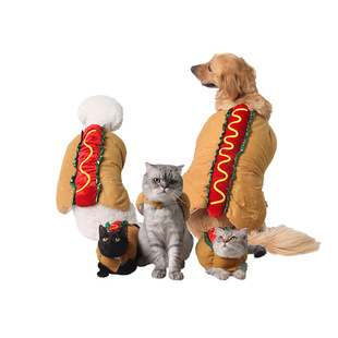 European and American Halloween Party Transformation Pet Supplies Cross-border Carnival Warm Carnival Christmas Hot Dog Hamburger
