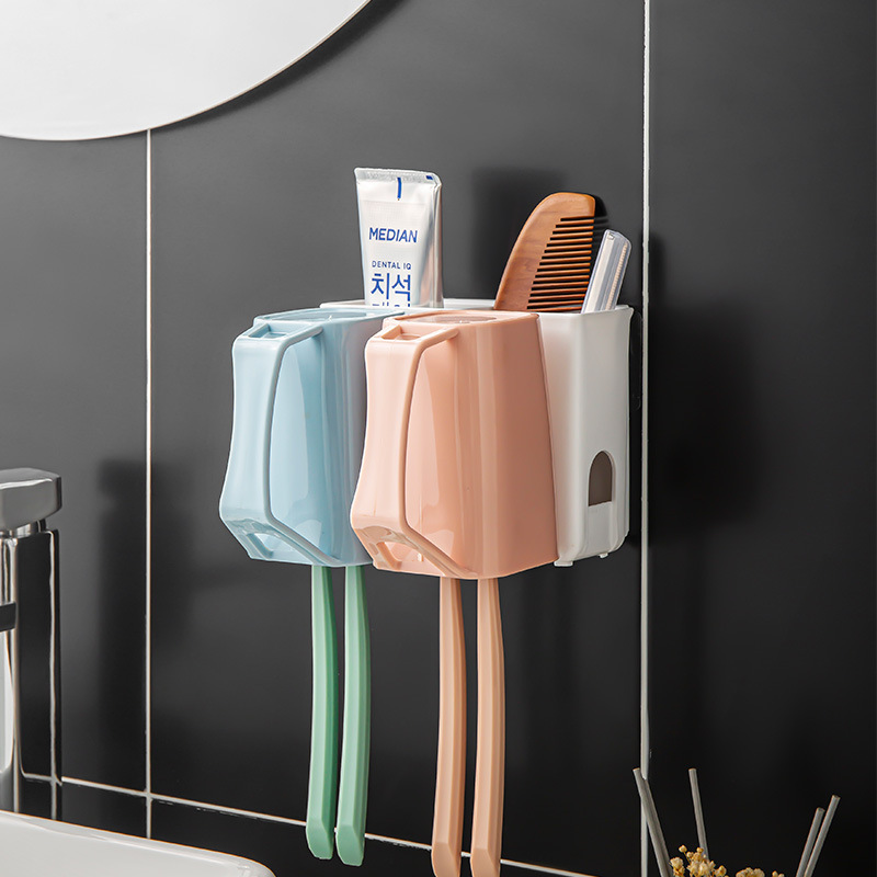 Portacepillos de dientes para baño, sin taladro, con capacidad para tres o cuatro vasos, creativo, moderno, con ventosa.