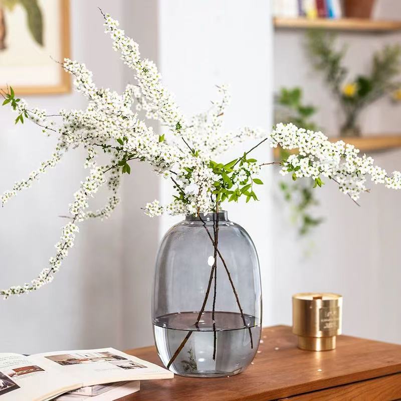 Jarrón de vidrio de pie, jarrón especial de gran capacidad para Aronia, adecuado para sala de estar, para arreglos florales, jarrón colgante transparente para cultivo acuático, hecho a mano.