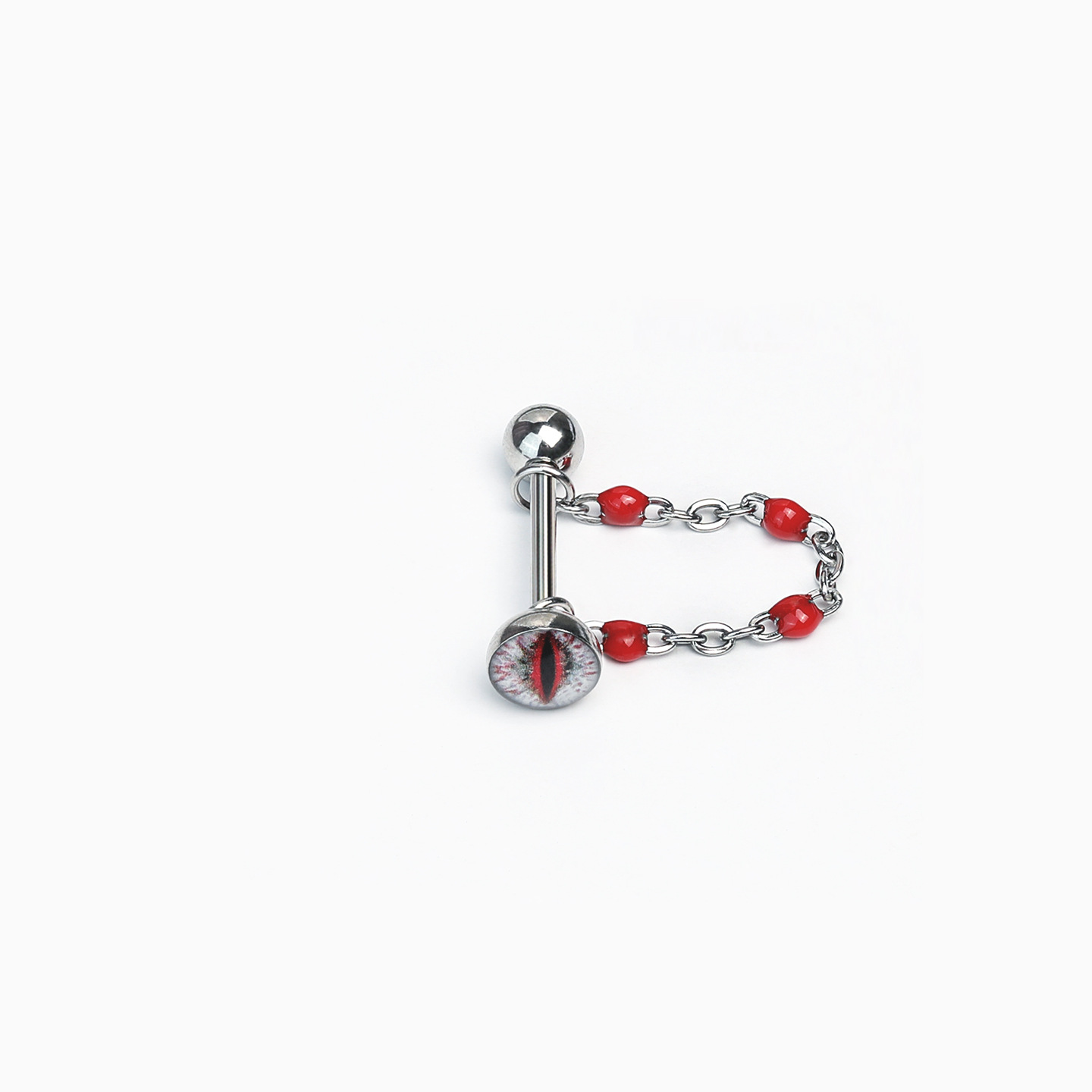 Silver pointed spike labret stud material detail