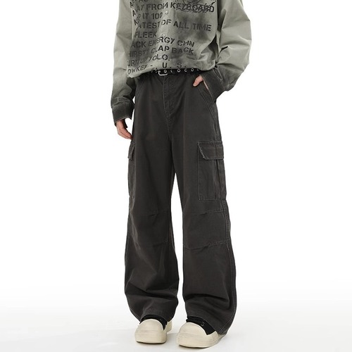 Vintage American Street Style Straight Leg Denim Jeans for Men - Retro Casual Loose Fit, Versatile Unisex Wide Leg Floor-Length Pants