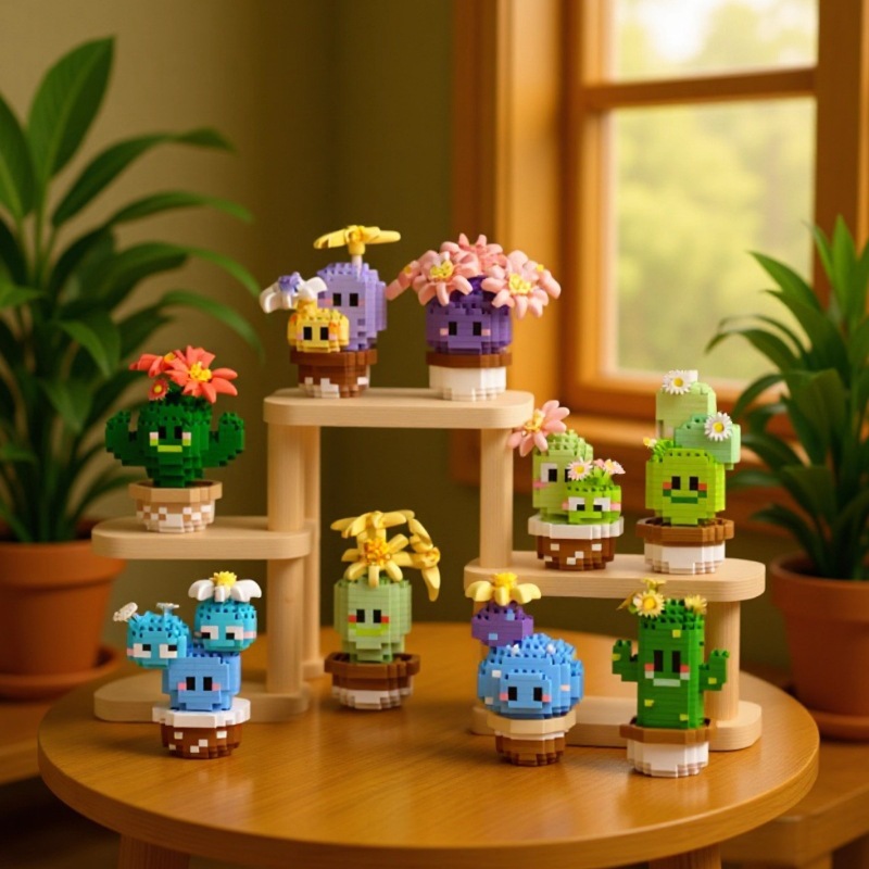 8945 - 8953 gránulos de microcactus creativos de escritorio para niños regalos para montar bloques de construcción