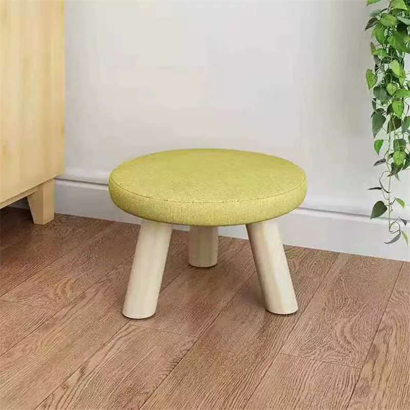 Round Fabric Shoe Bench, Household Small Mushroom Bench, Stylish Sofa Small Round Bench, Washable Printed Wooden Pedal Bench