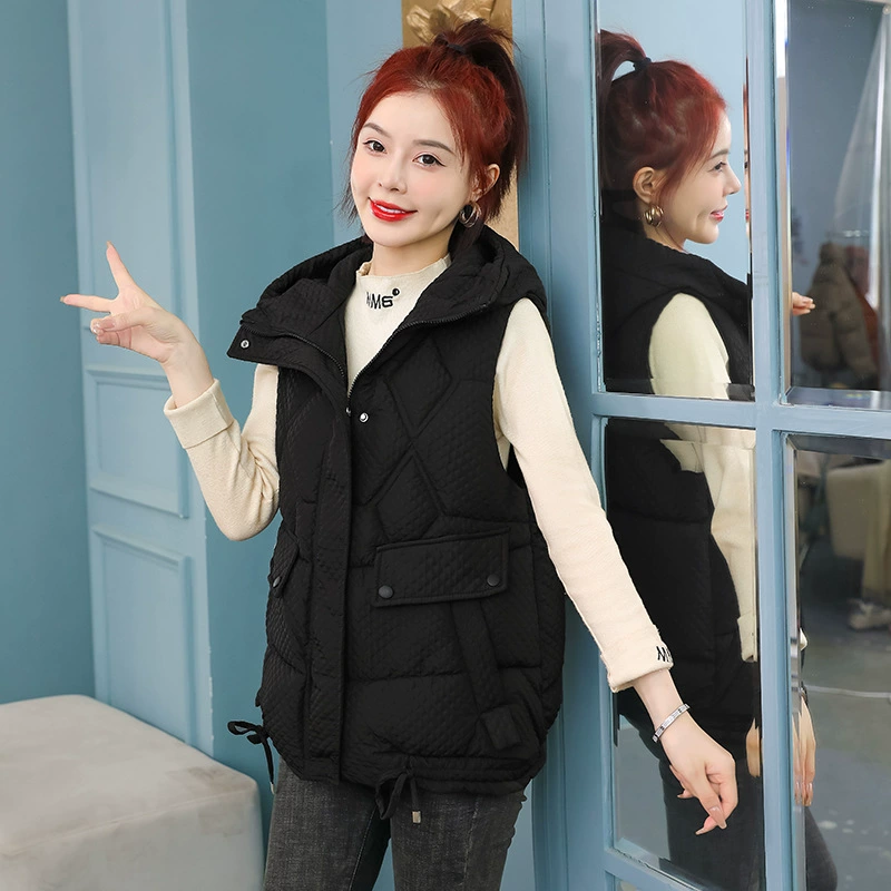 2023 Хлопковый жилет в новом стиле, простая легкая холодостойкая облегающая Элегантная универсальная модная куртка с капюшоном в стиле Шанель
