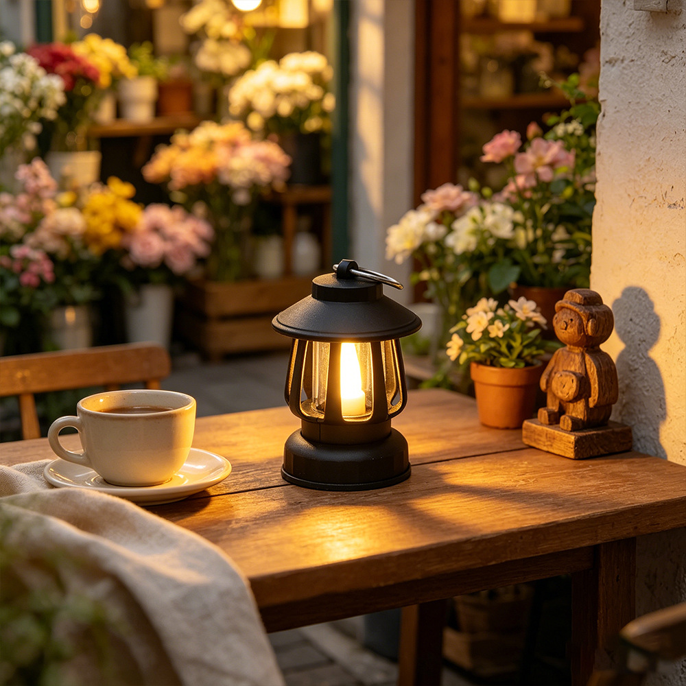 Vintage lámpara de queroseno vela electrónica luz de noche ambiente navideño vela led decoración decoración de mesa