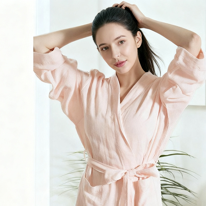 【Clearance Bargain】All-Cotton Japanese-Style Tie-Up Nightgown, Skin-Friendly Loose-Fitting Unisex Bathrobe, Loungewear