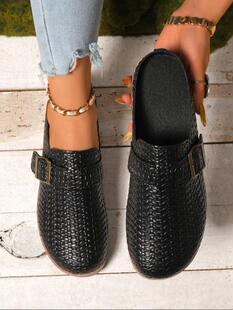B 69711 Retro Buckle Slippers �͹ź����Ь �W���L��羳���R