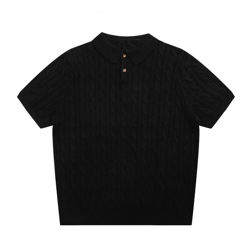 762男性モデルif刺繍小標poloシャツ新純色襟四季ニット半袖男神ootd必須|undefined