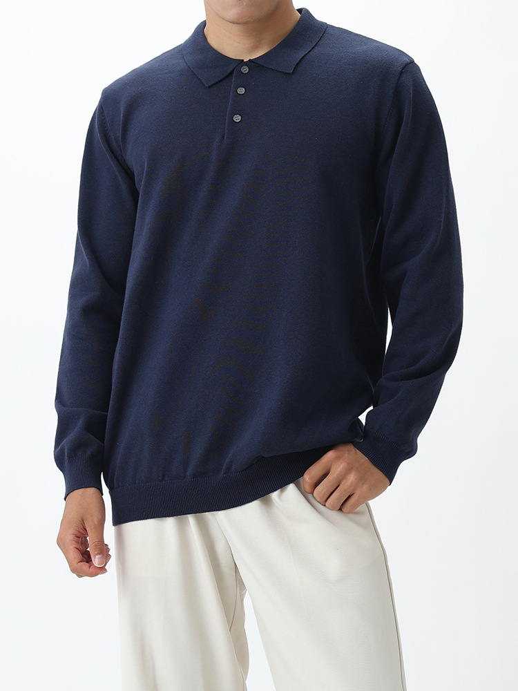 La ropa de hombre de estilo antiguo estilo alto polo polo jersey suéter hombre otoño invierno casual versátil camisa de manga larga hombre