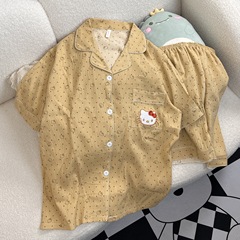 高級人気のかわいい水玉模様 KT 猫半袖ショーツクラウドコットンパジャマレディーススーツカジュアルウェアラブルホーム服