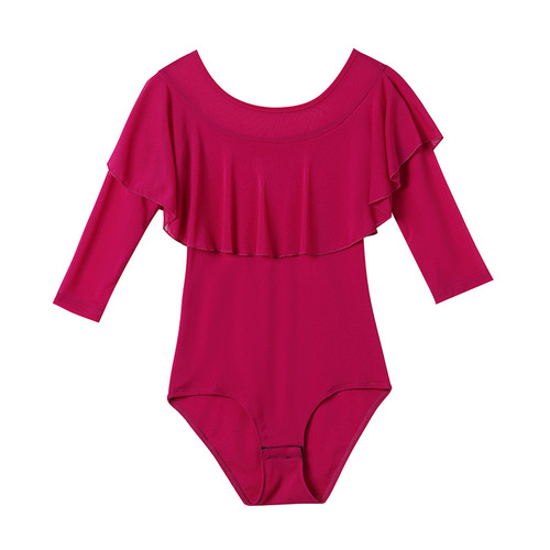 Modern dance practice clothes, national standard dance tops, Latin dance clothes, new spring and autumn dance clothes, one-piece three-quarter sleeve dance clothes