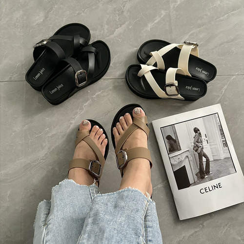 New style British Birken flip-flops, casual beach soft soles, fashionable all-matching summer women's sandals