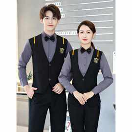 酒店咖啡店ktv餐饮店工作服男女网咖台球俱乐部服务员假两件套装