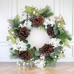 国境を越えた新しいクリスマス松ぼっくりガーランドアジサイ装飾秋と冬の模擬植物松葉ホリデーデコレーションドア吊り下げ