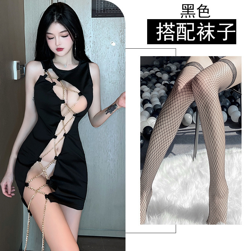 블랙 + 블랙 망사 스타킹