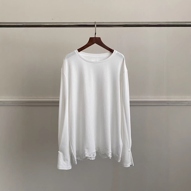 Designer Fashion Women's Clothing with a Sense of Design, Lace Patchwork Long-Sleeve Base Top