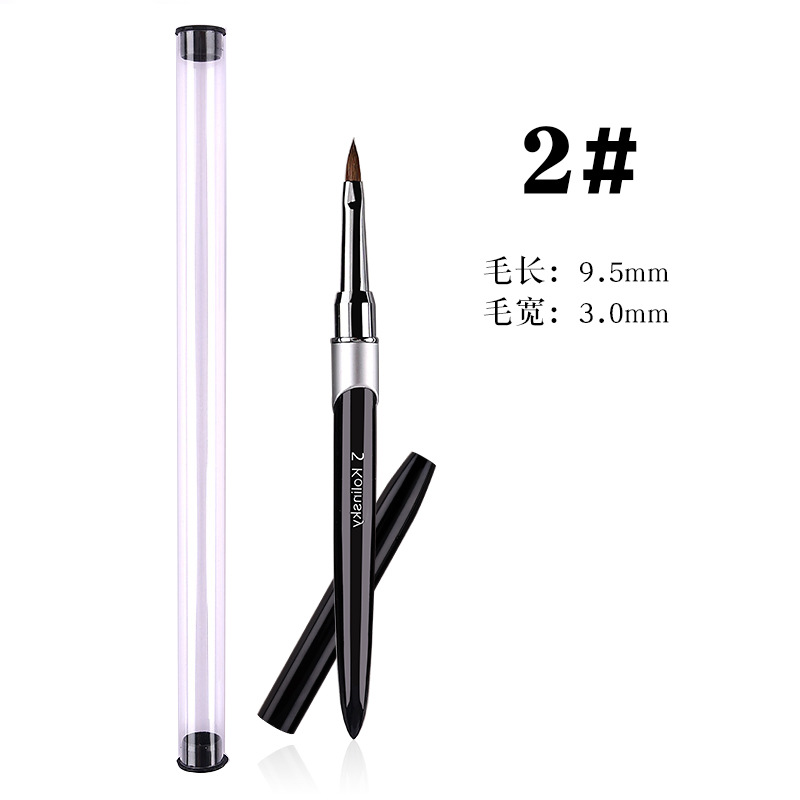 Amazon en stock metal varilla de uñas de pelo de visón pluma negro Kolinsky uñas de cristal pluma tallado cepillo