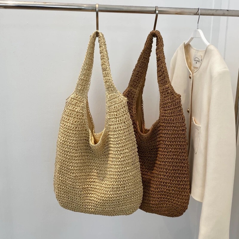 Beach Vacation Style Straw Woven Bag 2026 New Shoulder Bag Summer Straw Woven Tote Bag Large Capacity Hand-Woven Bag Beach Vacation Style Straw Woven Bag 2026 New Shoulder Bag Summer Straw Woven Tote Bag Large Capacity Hand-Woven Bag