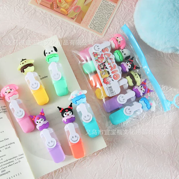 Cartoon Doll Mini Highlighter Pen, Cute and Adorable, Compact and Portable Marker Pen, Student Planner Highlighter, Colorful Pen