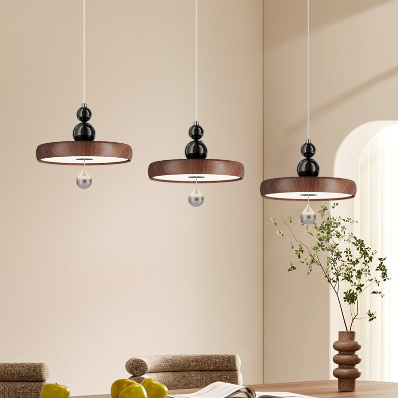 Candelabro pequeño junto a la cama del dormitorio, lámpara de protección ocular de espectro completo, vetas de madera de estilo antiguo que se pueden subir y bajar, candelabro de restaurante de alta gama creativa