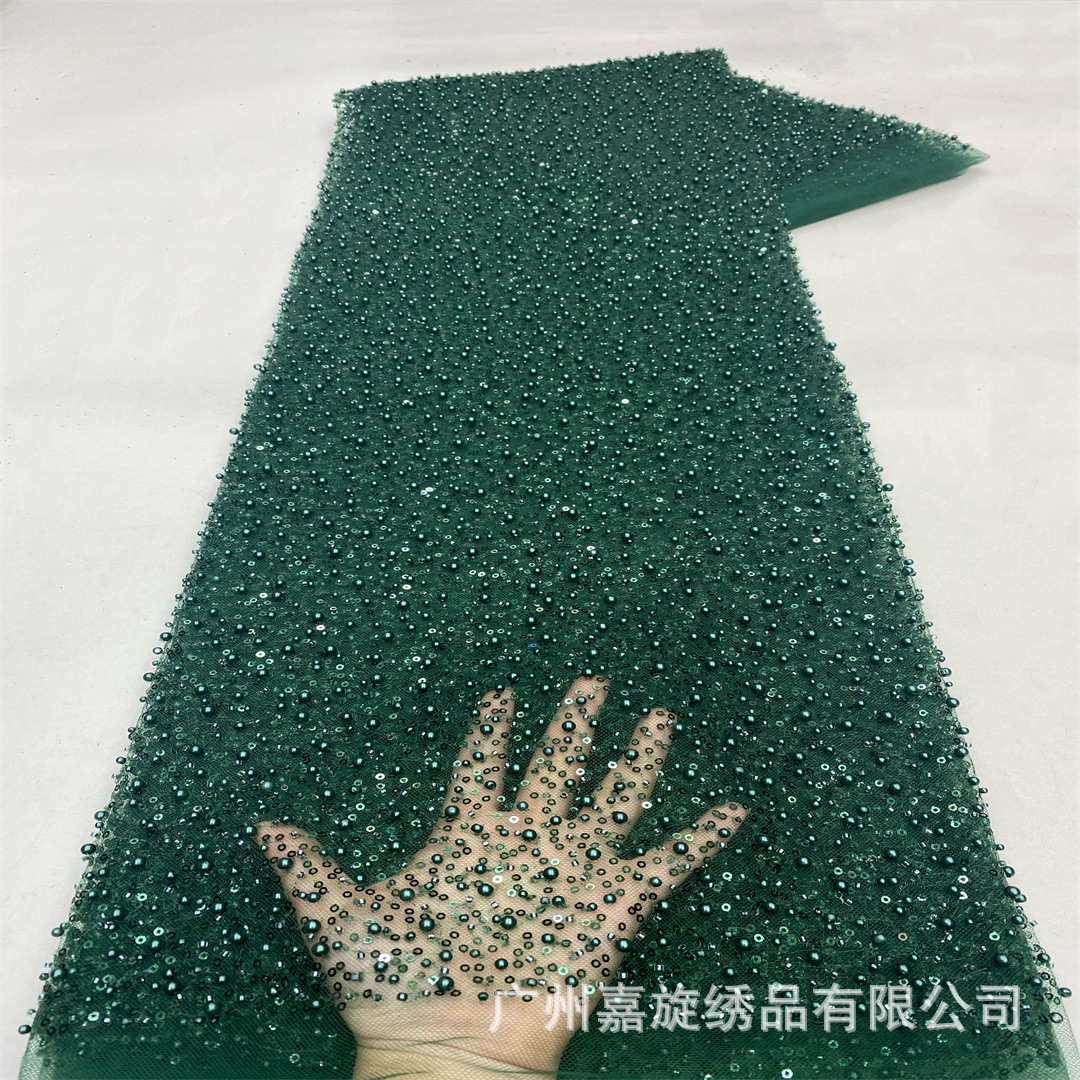 Venta directa de fábrica de tela con cuentas de cristal de patrón irregular y lentejuelas, velos de novia estilo francés, ropa infantil, tela bordada con cuentas.