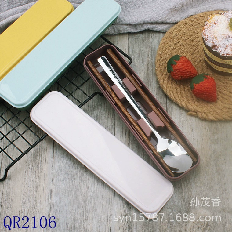 Комбинация посуды из нержавеющей стали Qiangren 2106, ложка для супа для путешествий и ежедневного использования, комбинация ложек и палочек для еды