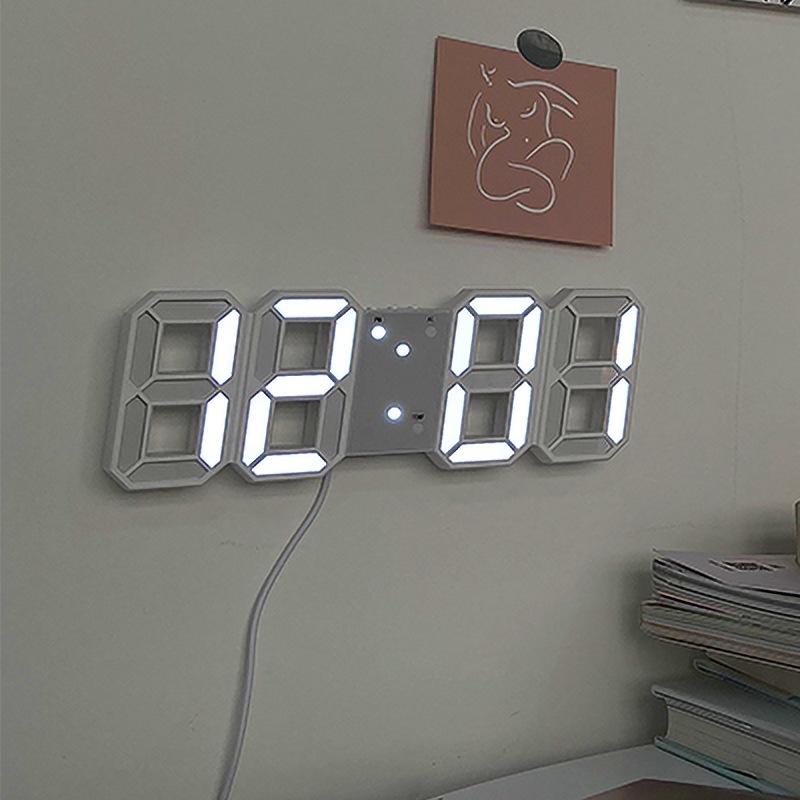 跨境LED电子闹钟 3D数字钟 温度钟 3D挂钟 礼品闹钟 挂墙钟 8字钟