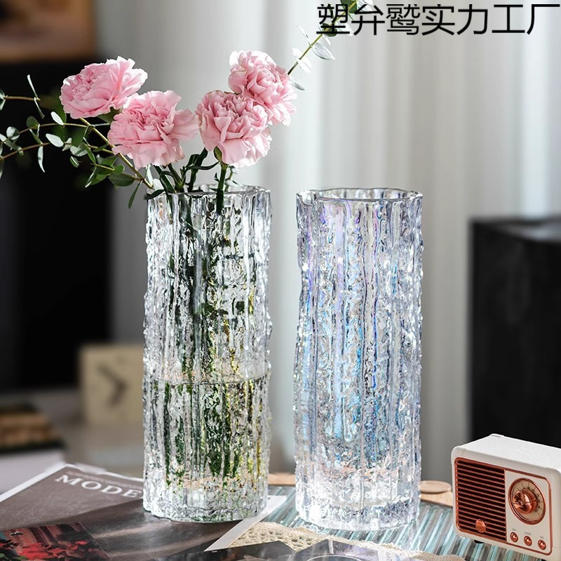 花瓶装飾リビングルームフラワーアレンジメントガラス大型透明ライト高級ハイエンド水栽培ユリ水耕緑植物花専用|undefined