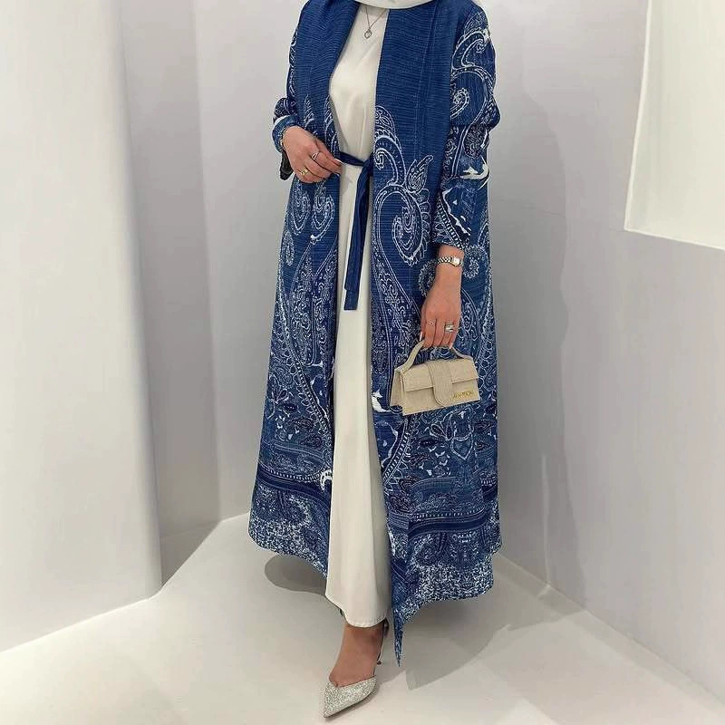 Плиссированный кардиган-тренч Miyake с принтом, абайя, длинное платье в стиле Ближнего Востока, популярная одежда для женщин из Дубая