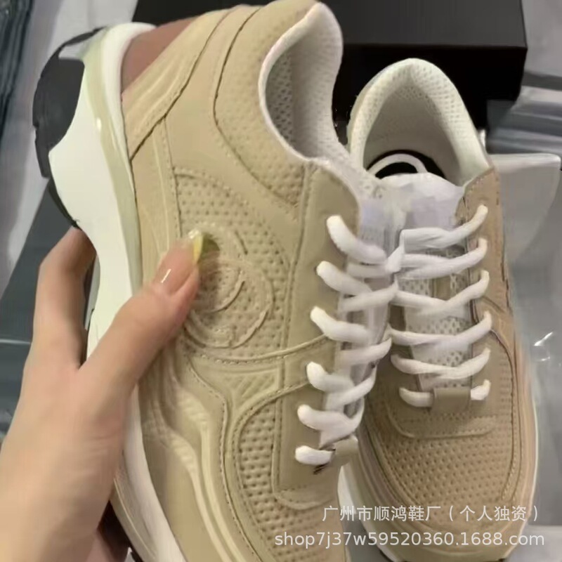 高版银角大王运动鞋真皮厚底老爹鞋网面百搭系带透气休闲运动鞋女|undefined