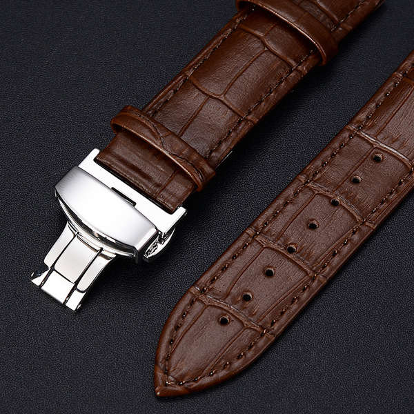 Bamboo leather watch strap