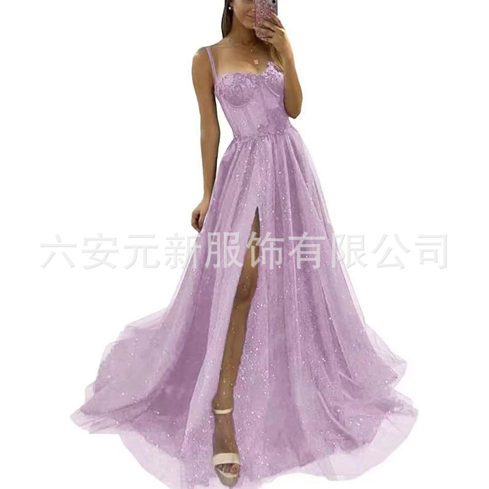 Europa y América del comercio exterior Amazon AliExpress deseo sexy nuevo largo elegante sexy negro adelgazamiento split vestido image 17