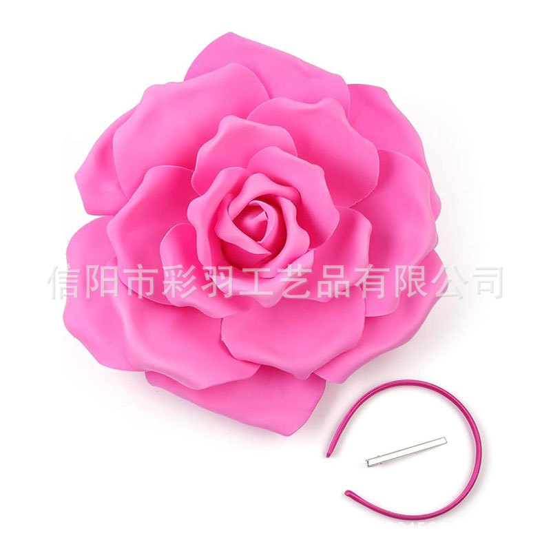 Giant rose decoration, versatile and fashionable, exaggerated European and American bridal headpiece for the Horse Racing Festival, foam artificial flower top hat
