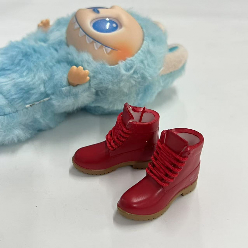 LABUBU Zapatos Rabu Ropa de bebé 17cm felpa vinilo bolso de muñeca colgante para zapatos desnudos caja ciega