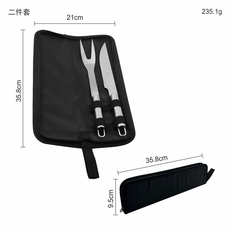 Barbecue transfronterizo de acero inoxidable Barbecue combinado mango de tubo pequeño conjunto de accesorios de parrilla 3 piezas herramientas de parrilla al aire libre