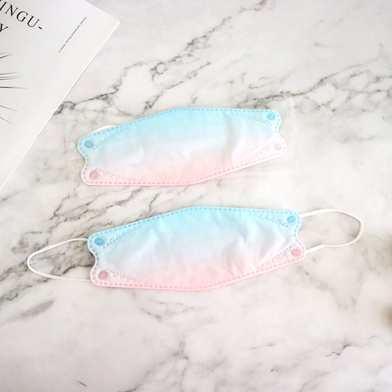 厂家KF94鱼嘴口罩 网红成人彩色渐变色口罩 四层柳叶型一次性口罩