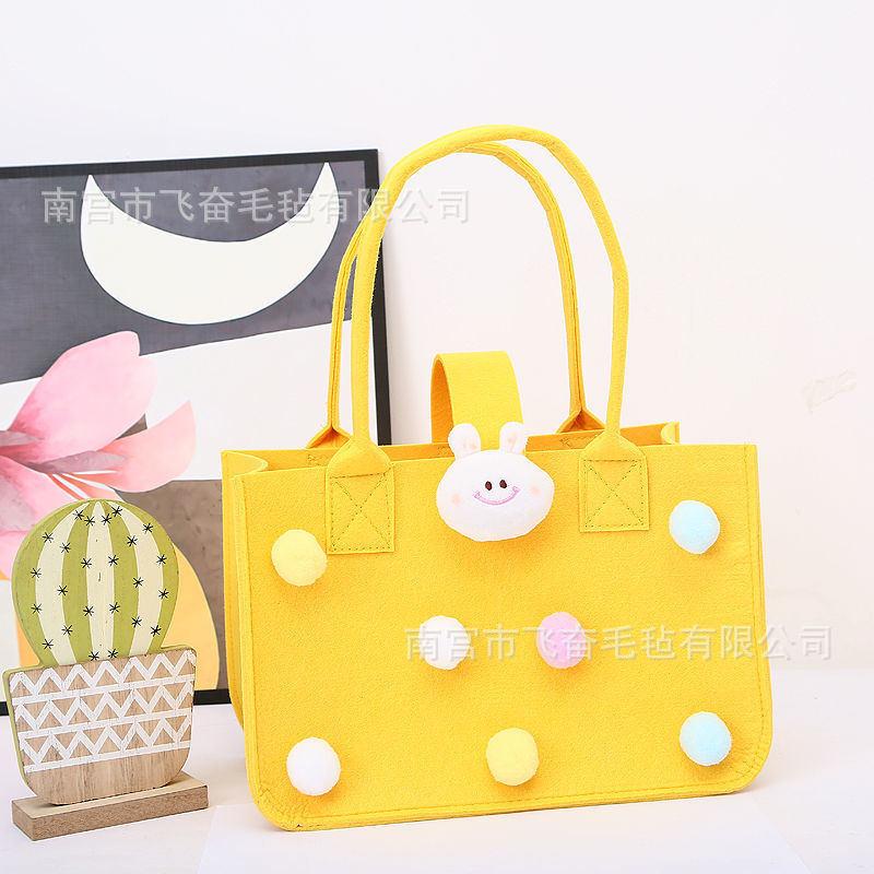 可爱毛毡手提包卡通妈咪包百日宴礼品收纳包婚庆喜宴毛毡礼品袋