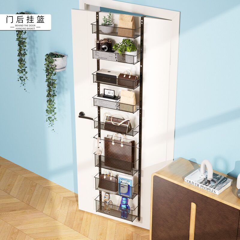 门后收纳架 免打孔门后挂篮  浴室卧室门后挂架 多层置物架收纳架|undefined