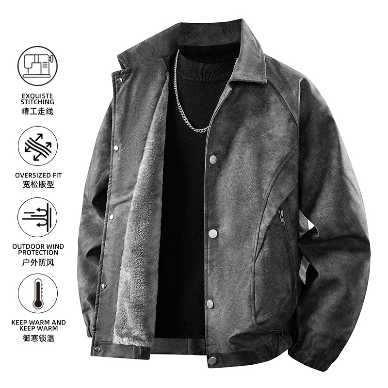 Añadir algodón grueso hombre otoño invierno americano chaqueta vintage locomotora hombre nuevo abrigo de algodón extra grande suelto