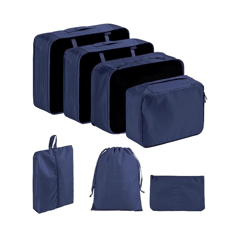 Juego de sarga de 7 piezas, equipaje, ropa, bolsa, bolsa de almacenamiento de gran capacidad, bolsa de lavado, bolsa de almacenamiento de viaje multiusos