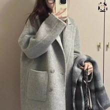灰色短款西装呢子大衣女2025新款春季羊毛呢外套高级感小个子韩系