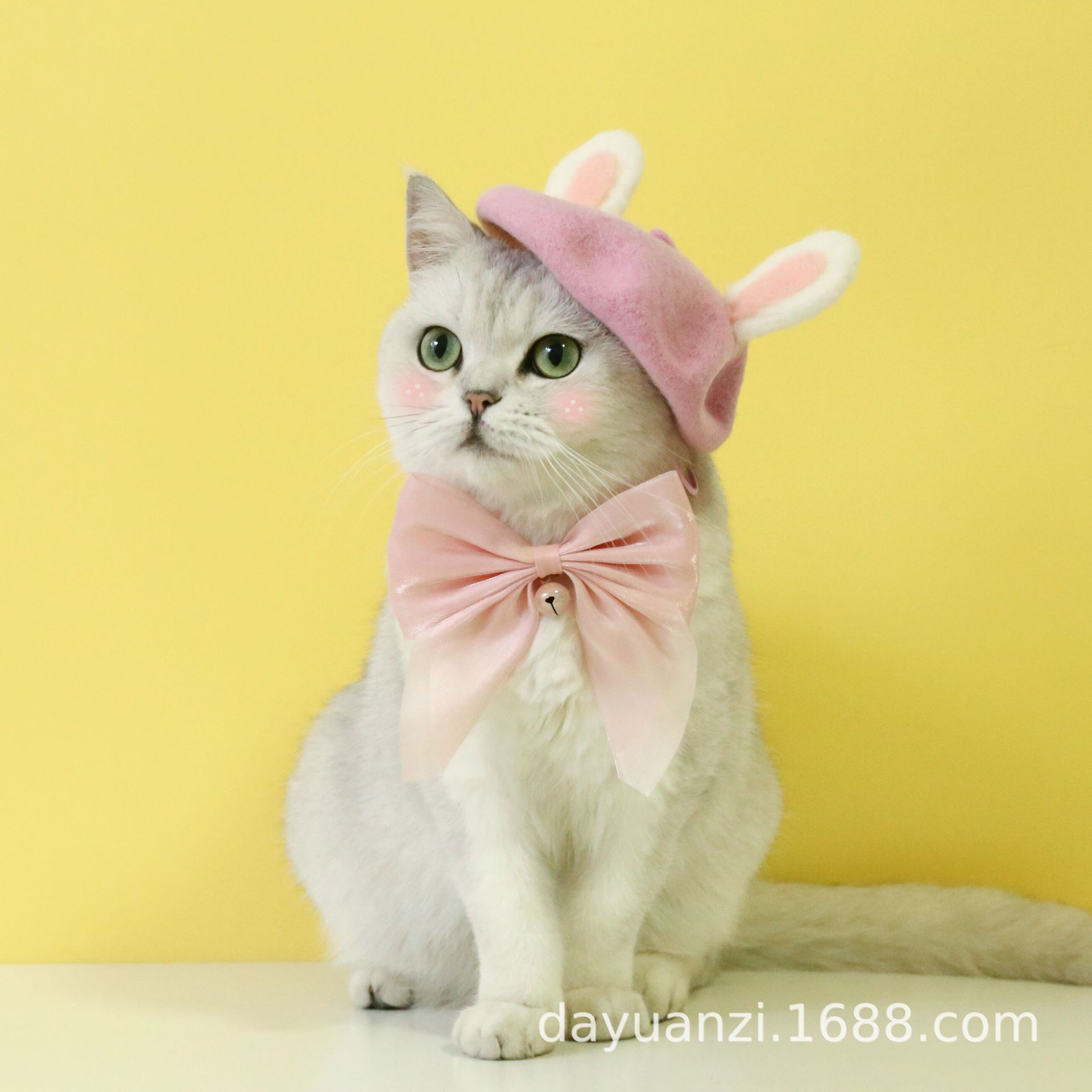 Mascota gato de peluche perro mediano y pequeño fieltro lana orejas conejo boina Año Nuevo conejo año tocado sombrero caliente image 4