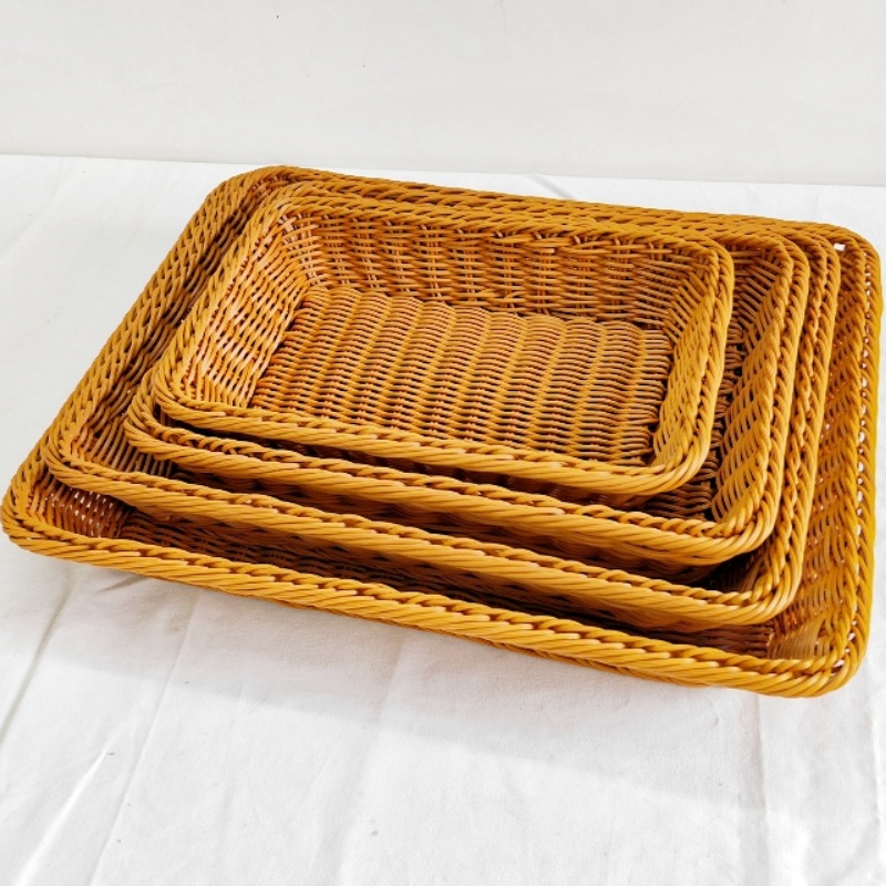 廠家供應水果堆放展示籃 藤編籃 乾貨塑料籃 pp管筐超市果籃批發